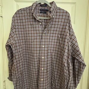 Daniel Cremieux Brown and White Plaid Men's Shirt
